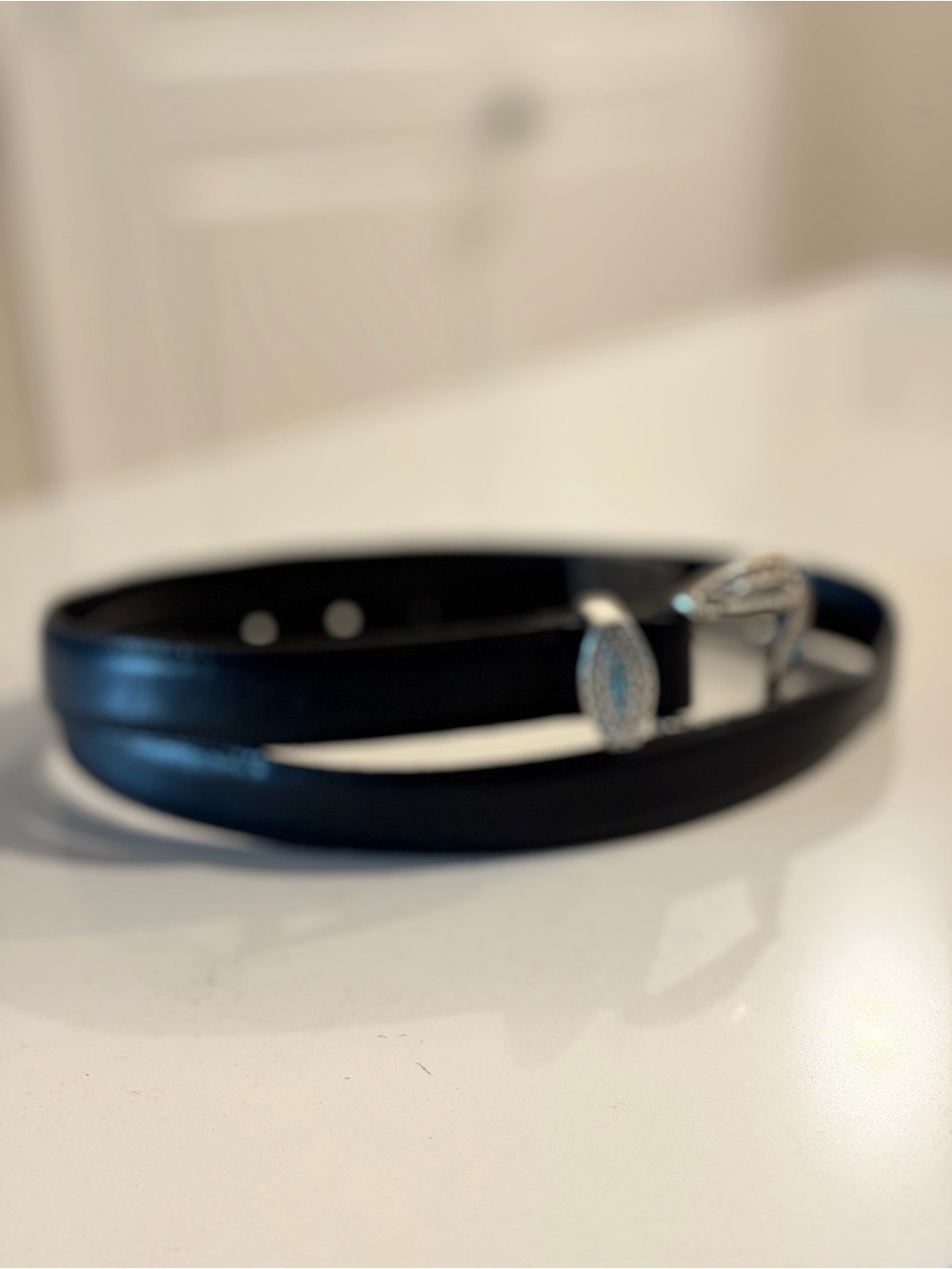 Brighton Black Leather Belt Silver Plate with  Turquoise Buckle XL/36 B30113 USA - Picture 7 of 7